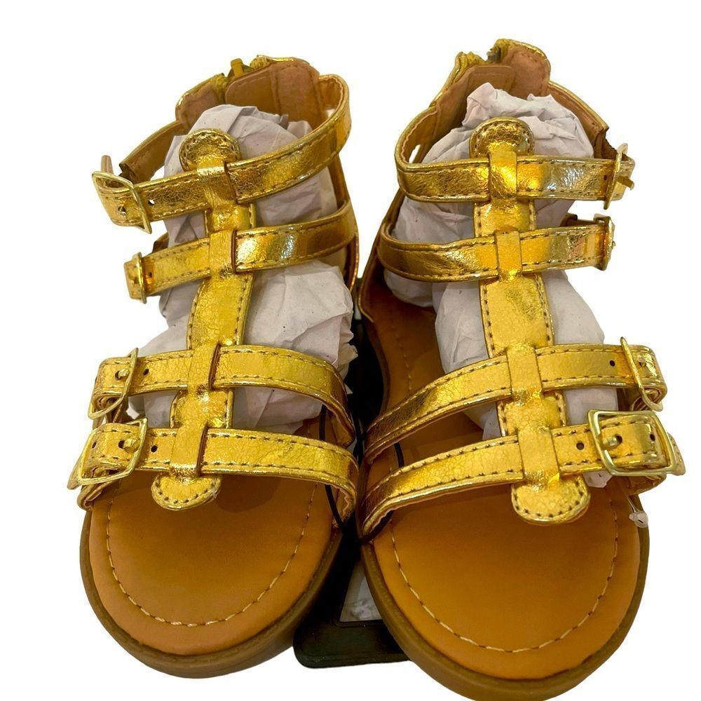 112- GIRLS GLADIATOR SANDALS IN SPARKLING GOLD BY NICOLE MILLER sz 7 - Picture 6 of 6